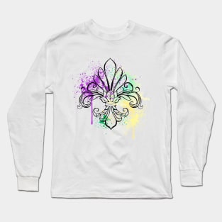 Lily with Watercolor ( Mardi Gras Fleur de Lis ) Long Sleeve T-Shirt